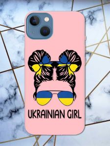 Матовий рожевий чохол на Apple iPhone 13 патріотичний дизайн Українська дівчина принт 113
