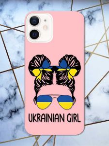 Матовий рожевий чохол на Apple iPhone 12 / 12 Pro (6.1) патріотичний дизайн Українська дівчина принт 113
