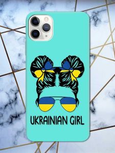 Матовий бірюзовий чохол на iPhone 11 Pro Max (6.5) патріотичний дизайн Українська дівчина принт 113