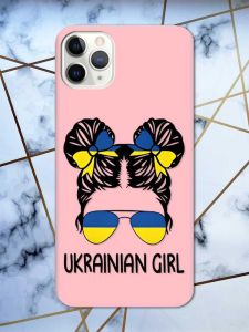 Матовий рожевий чохол на iPhone 11 Pro (5.8) патріотичний дизайн Українська дівчина принт 113