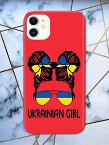 Матовий червоний чохол на Apple iPhone 11 (6.1) патріотичний дизайн Українська дівчина принт 113