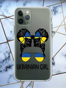 Прозорий чохол на iPhone 12 / 12 Pro патріотичний дизайн Українська дівчина принт 113