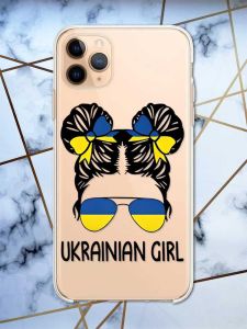 Прозорий чохол на Apple iPhone 11 Pro Max (6,5) патріотичний дизайн Українська дівчина принт 113