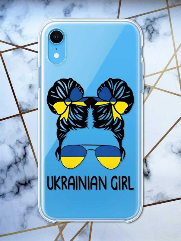 Прозорий чохол на iPhone XR патріотичний дизайн Українська дівчина принт 113