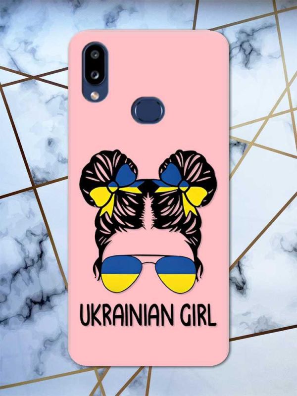 Матовий рожевий чохол на Samsung Galaxy А10ѕ A107 патріотичний дизайн Українська дівчина принт 113