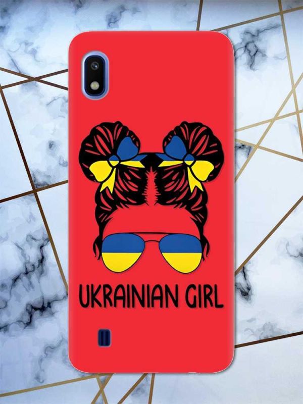 Матовий червоний чохол на Samsung Galaxy А10 (2019) А105 патріотичний дизайн Українська дівчина принт 113