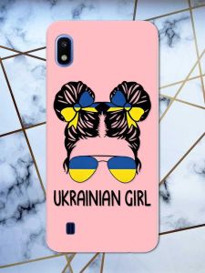 Матовий рожевий чохол на Samsung Galaxy А10 (2019) А105 патріотичний дизайн Українська дівчина принт 113