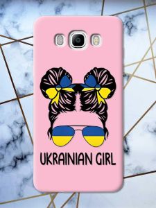 Матовий рожевий чохол на Samsung Galaxy J7(2016) J710 патріотичний дизайн Українська дівчина принт 113