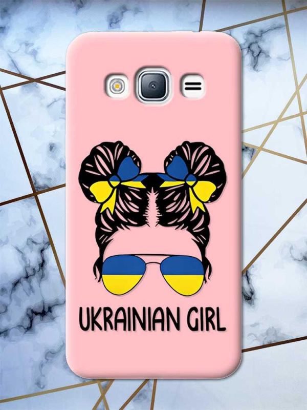 Матовий рожевий чохол на Samsung Galaxy J3 / J310 патріотичний дизайн Українська дівчина принт 113