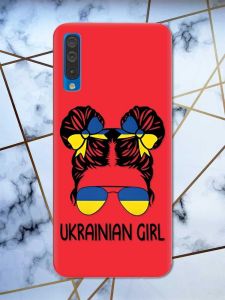 Матовий червоний чохол на Samsung Galaxy А50 (2019) А505 патріотичний дизайн Українська дівчина принт 113