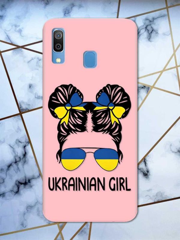 Матовий рожевий чохол на Samsung Galaxy А30 (2019) / А20 (2019) патріотичний дизайн Українська дівчина принт 113