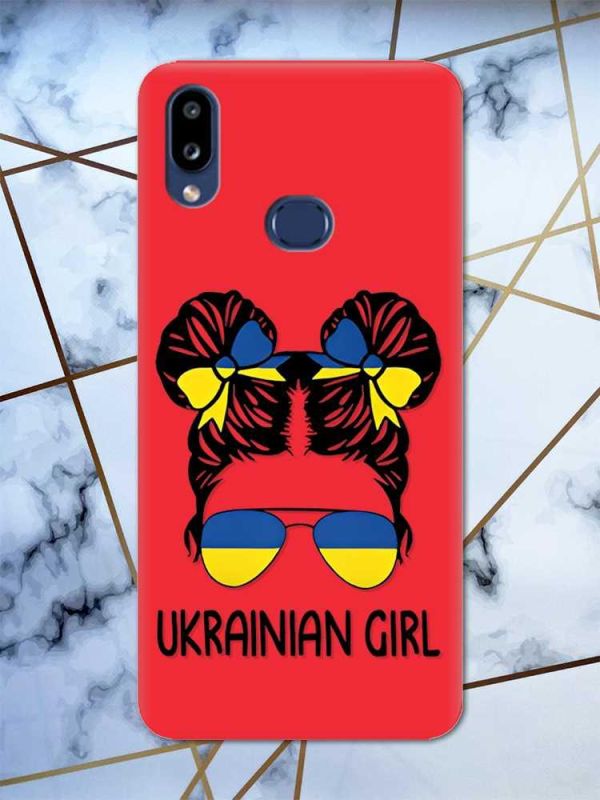 Матовий червоний чохол на Samsung Galaxy А10ѕ A107 патріотичний дизайн Українська дівчина принт 113