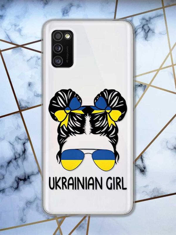 Прозорий чохол на Samsung Galaxy A41 патріотичний дизайн Українська дівчина принт 113