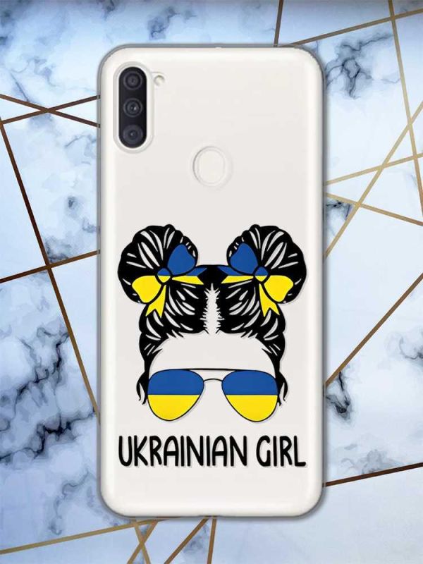 Прозорий чохол на Samsung Galaxy A11 патріотичний дизайн Українська дівчина принт 113