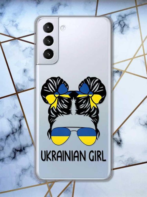 Прозорий чохол для Samsung Galaxy S21 (G991)  патріотичний дизайн Українська дівчина принт 113