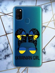 Прозорий чохол на Samsung Galaxy M30s/М21  патріотичний дизайн Українська дівчина принт 113