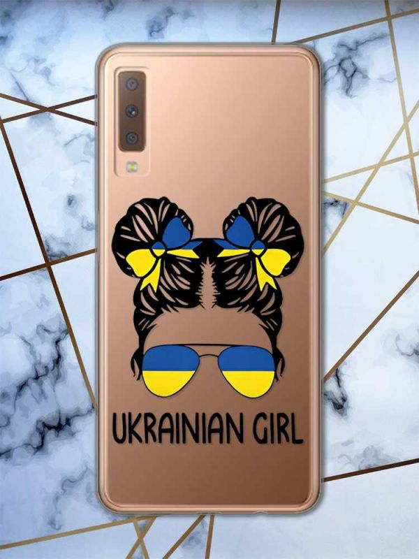 Прозорий чохол на Samsung Galaxy A7(2018) A750 патріотичний дизайн Українська дівчина принт 113