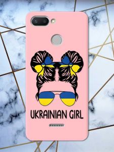 Матовий рожевий чохол на Xiaomi Redmi 6 патріотичний дизайн Українська дівчина принт 113