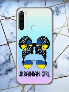Прозорий чохол на Xiaomi Redmi Note 8  патріотичний дизайн Українська дівчина принт 113