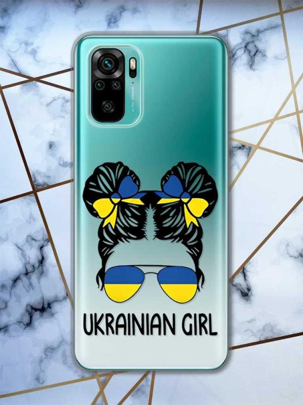 Прозорий чохол на Xiaomi Redmi Note 10 / Note 10s  патріотичний дизайн Українська дівчина принт 113