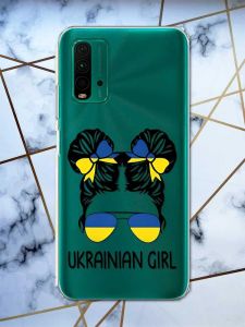 Прозорий чохол на Xiaomi Redmi 9T  патріотичний дизайн Українська дівчина принт 113