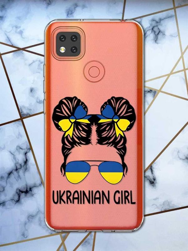Прозорий чохол для Xiaomi Redmi 9C патріотичний дизайн Українська дівчина принт 113