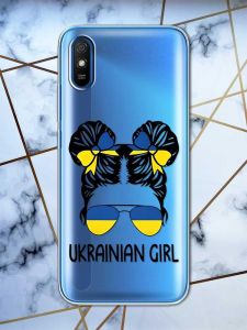 Прозорий чохол на Xiaomi Redmi 9A  патріотичний дизайн Українська дівчина принт 113