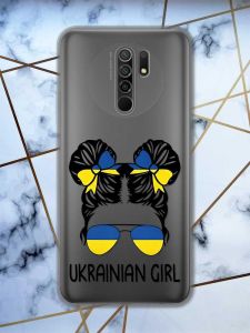 Прозорий чохол на Xiaomi Redmi 9  патріотичний дизайн Українська дівчина принт 113