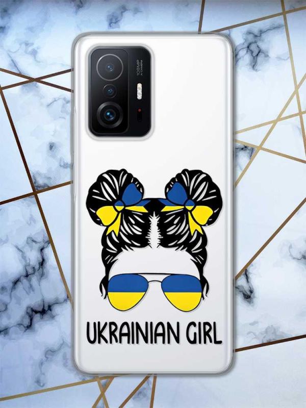 Прозорий чохол на Xiaomi 11T  патріотичний дизайн Українська дівчина принт 113