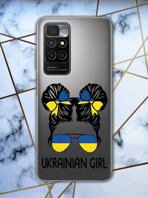 Прозорий чохол для Xiaomi Redmi 10  патріотичний дизайн Українська дівчина принт 113