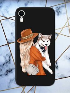 Матовий чорний чохол на Apple iPhone XR дизайн Дівчина з песиком принт 115