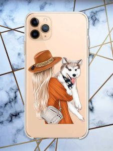 Прозорий чохол на Apple iPhone 11 Pro Max (6,5) дизайн Дівчина з песиком принт 115