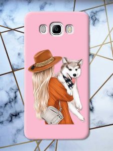 Матовий рожевий чохол на Samsung Galaxy J7(2016) J710 дизайн Дівчина з песиком принт 115