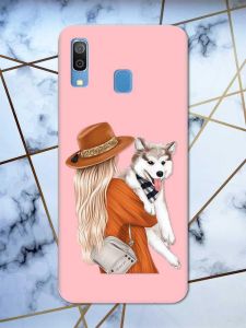 Матовий рожевий чохол на Samsung Galaxy А30 (2019) / А20 (2019) дизайн Дівчина з песиком принт 115