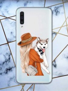 Прозорий чохол на Samsung Galaxy A50 (2019) A505 дизайн Дівчина з песиком принт 115