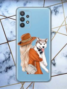 Прозорий чохол на Samsung Galaxy A32  дизайн Дівчина з песиком принт 115