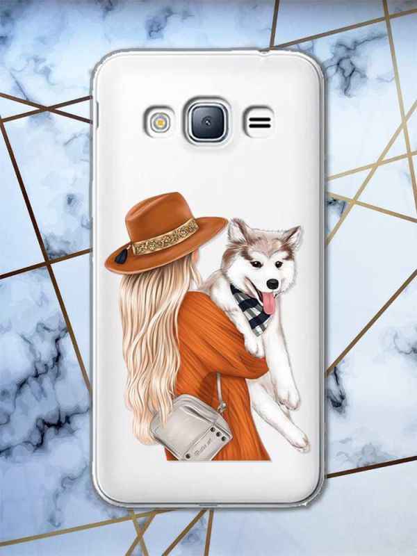 Прозорий чохол на Samsung Galaxy J3 2016 J310 дизайн Дівчина з песиком принт 115