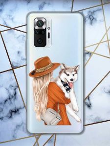 Прозорий чохол для Xiaomi Redmi Note 10 Pro/10 Pro Max :: Дівчина з песиком | принт 115