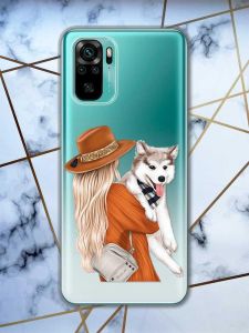 Прозорий чохол на Xiaomi Redmi Note 10 / Note 10s  дизайн Дівчина з песиком принт 115