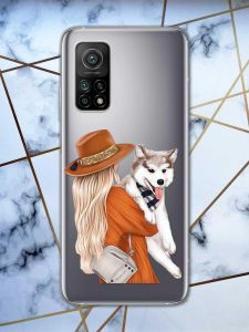 Прозорий чохол на Xiaomi Mi 10T / Mi 10T Pro дизайн Дівчина з песиком принт 115