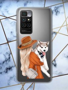 Прозорий чохол для Xiaomi Redmi 10  дизайн Дівчина з песиком принт 115