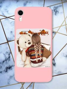 Матовий рожевий чохол на Apple iPhone XR дизайн Дівчинка з ведмедиком принт 117
