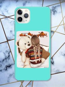Матовий бірюзовий чохол на iPhone 11 Pro Max (6.5) дизайн Дівчинка з ведмедиком принт 117