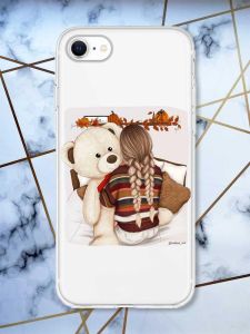 Прозорий чохол для iPhone 7, 8 дизайн Дівчинка з ведмедиком принт 117