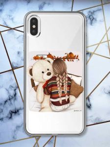 Прозорий чохол на iPhone XS Max дизайн Дівчинка з ведмедиком принт 117