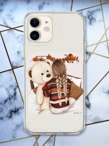Прозорий чохол на iPhone 12 mini дизайн Дівчинка з ведмедиком принт 117