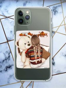 Прозорий чохол на iPhone 12 / 12 Pro дизайн Дівчинка з ведмедиком принт 117