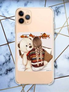 Прозорий чохол на Apple iPhone 11 Pro Max (6,5) дизайн Дівчинка з ведмедиком принт 117