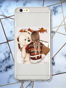 Прозорий чохол на iPhone 6+/6 Plus Дівчинка з ведмедиком принт 117