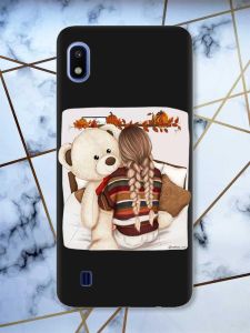 Матовий чорний чохол на Samsung Galaxy А10 (2019) А105 дизайн Дівчинка з ведмедиком принт 117
